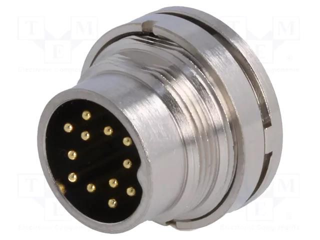 Connector: M16; socket; male; PIN: 12; 3A; 60V; soldering; straight BULGIN PXMBNI16RPM12ASC