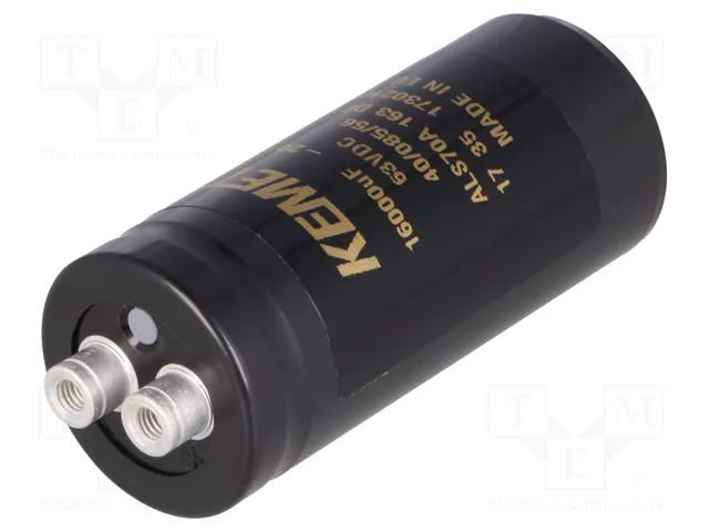 Capacitor: electrolytic; 16mF; 63VDC; Ø36x82mm; Pitch: 12.8mm; ±20% KEMET ALS70A163DE063