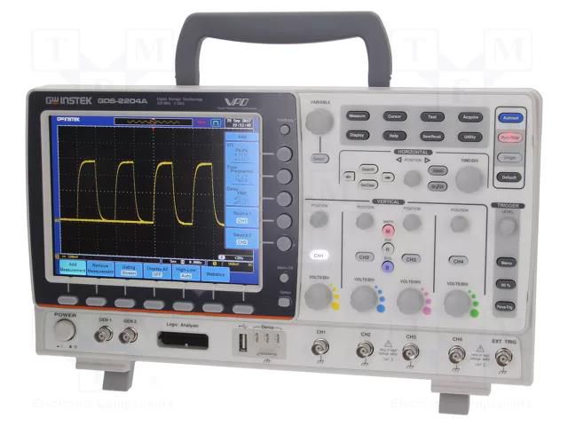 Oscilloscope: digital; DSO; Ch: 4; 200MHz; 2Mpts; LCD 8"; ≤1.7ns GW INSTEK GDS-2204A