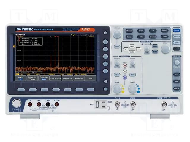 Oscilloscope: digital; MDO; Ch: 2; 200MHz; 1Gsps (in real time) GW INSTEK MDO-2202EX