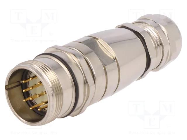 Connector: M23; plug; PIN: 12; male; soldering; for cable; straight BULGIN PXMBNI23FIM12ASC