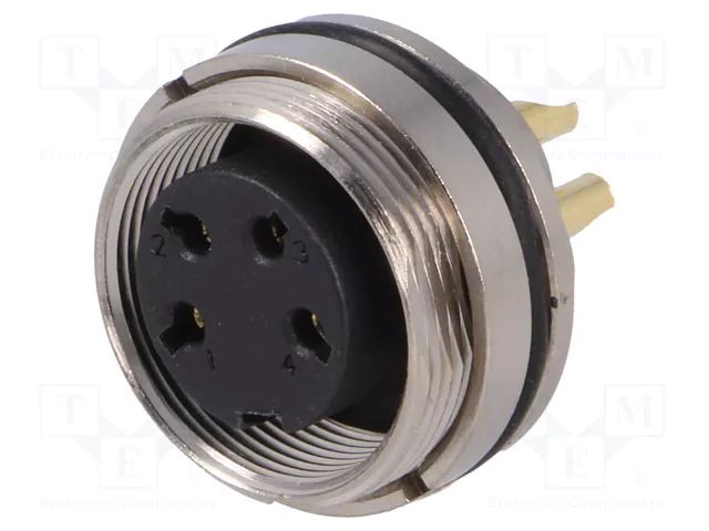 Connector: M16; socket; female; PIN: 4; 7A; 250V; soldering; straight BULGIN PXMBNI16RPF04ASC