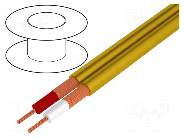 Wire: microphone cable; 2x0.25mm2; yellow; OFC; -15÷70°C; PVC TASKER TAS-C121-YL