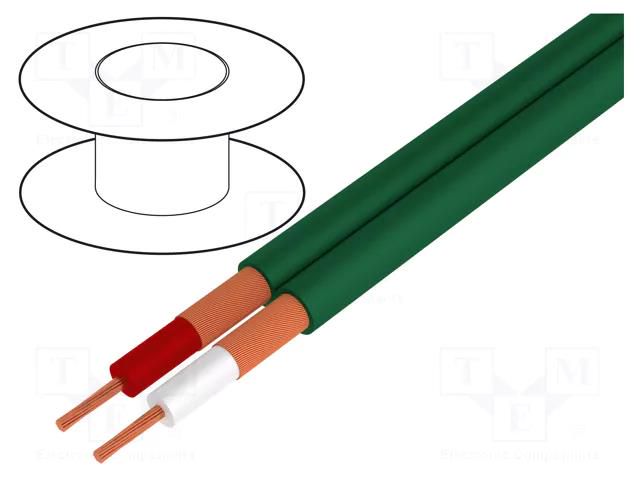 Wire: microphone cable; 2x0.25mm2; green; OFC; -15÷70°C; PVC TASKER TAS-C121-GR