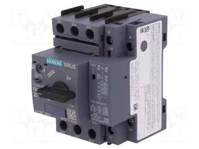 Motor breaker; 5.5kW; 220÷690VAC; for DIN rail mounting; 3RV2 SIEMENS 3RV2111-1KA10