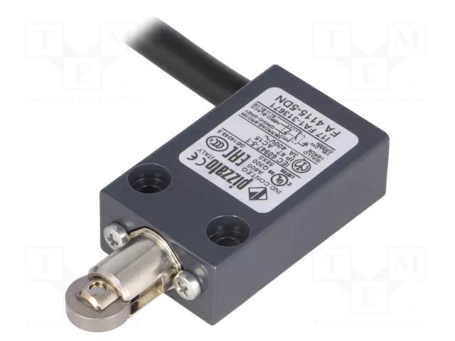 Limit switch; pusher with parallel roller; NO + NC; 10A; lead 5m PIZZATO ELETTRICA FA4115-5DN