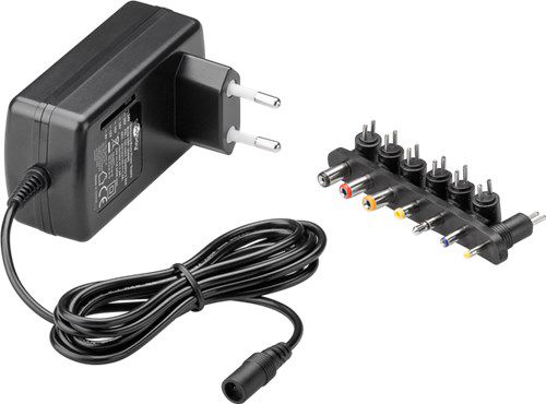 Universal Power Supply (9 V - 24 V max. 24 W / 1.5 A), black, 1.6 m - incl. 7x DC adapters 54799