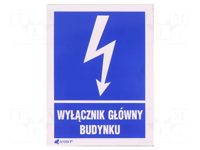 Safety sign; informative; self-adhesive folie; W: 74mm; H: 105mm ANRO 2EIA74/105FS