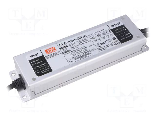 Power supply: switching; LED; 150W; 48VDC; 3.13A; 100÷305VAC; IP67 MEAN WELL ELG-150-48DA