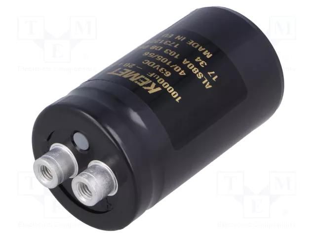 Capacitor: electrolytic; 10mF; 63VDC; Ø36x62mm; Pitch: 12.8mm; ±20% KEMET ALS80A103DB063