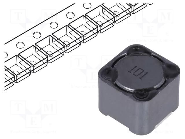 Inductor: wire; SMD; 100uH; 2.2A; 140mΩ; ±20%; 12x12x10mm; -40÷125°C Viking PCS129MT101