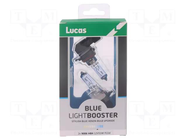 Filament lamp: automotive; P22d; white-blue; 12V; 51W; BLUE LUCAS LLX9006BLX2