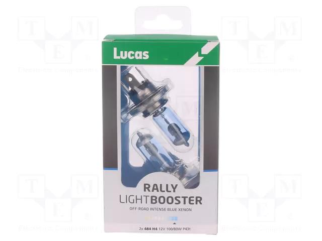 Filament lamp: automotive; P43t; dark blue; 12V; 100/80W; RALLY LUCAS LLX484BLX2