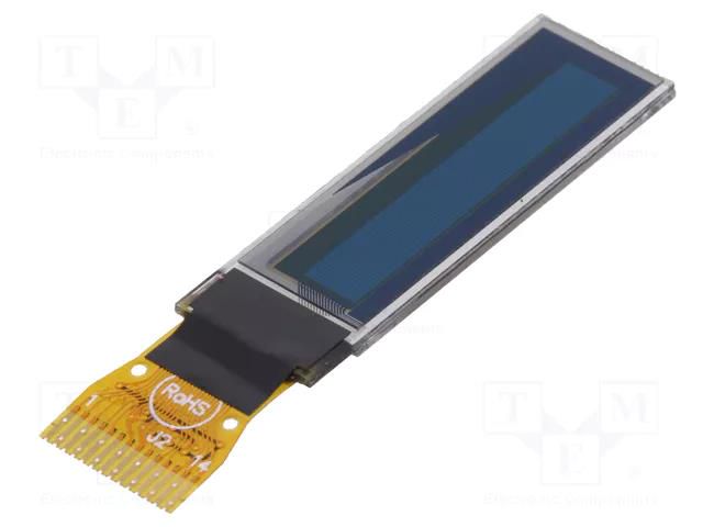 Display: OLED; graphical; 0.84"; 96x16; Dim: 29.1x9.2x1.3mm; white DISPLAY ELEKTRONIK DEP096016A-W