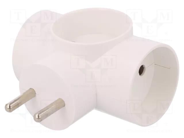 Connector: AC supply; splitter; 2P; 250VAC; 16A; Type: round; white PAWBOL PD.3804