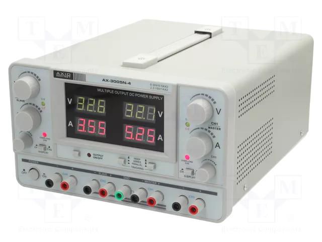 Power supply: laboratory; linear,multi-channel; 0÷30VDC; 0÷5A AXIOMET AX-3005N-4