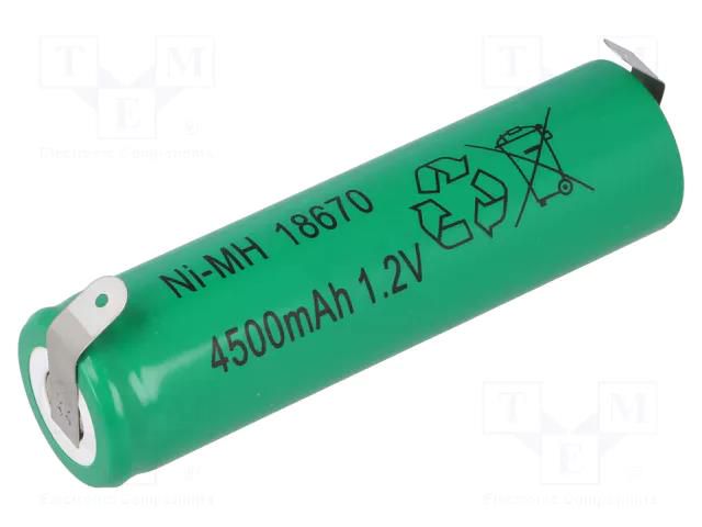 Re-battery: Ni-MH; 4/3A,4/3R23; 1.2V; 4500mAh; soldering lugs JJJ ACCU-4/3A-4500-BL