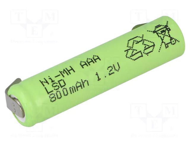 Re-battery: Ni-MH; AAA,R3; 1.2V; 800mAh; soldering lugs JJJ ACCU-AAA800/JJJ-BL