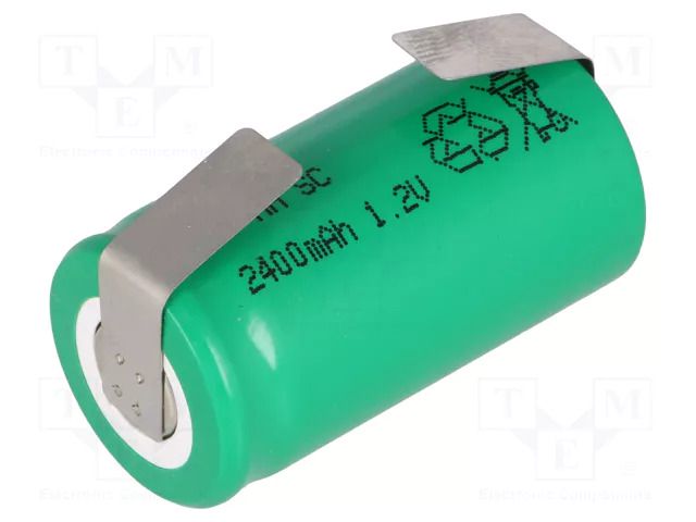 Re-battery: Ni-MH; SubC; 1.2V; 2400mAh; soldering lugs; Ø22x44mm JJJ ACCU-J-SC2400-BL