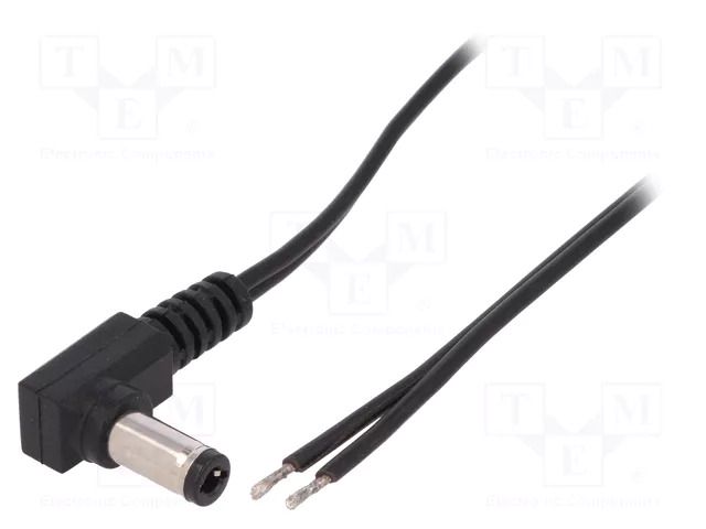 Cable; 2x0.5mm2; wires,DC 5,5/2,1 plug; angled; black; 0.23m ESPE DC.CAB.2201.0025E