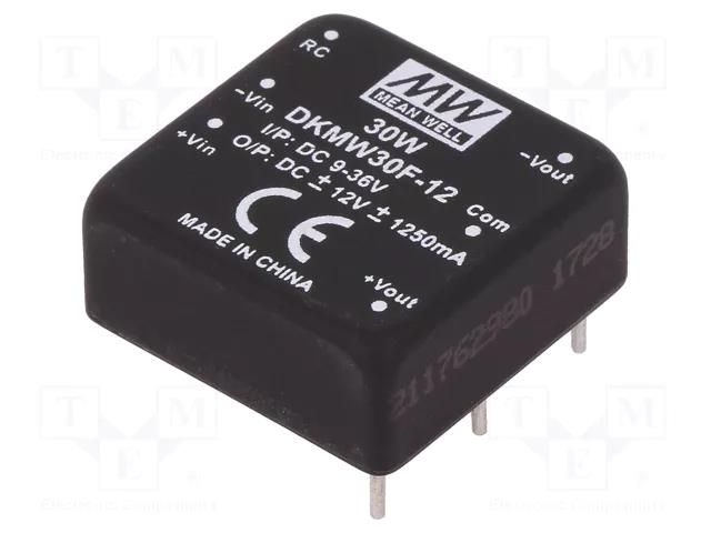 Converter: DC/DC; 30W; Uin: 9÷36VDC; Uout: 12VDC; Uout2: -12VDC MEAN WELL DKMW30F-12