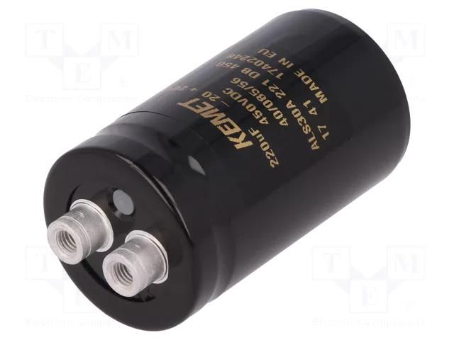 Capacitor: electrolytic; 220uF; 450VDC; Ø36x62mm; Pitch: 12.8mm KEMET ALS30A221DB450