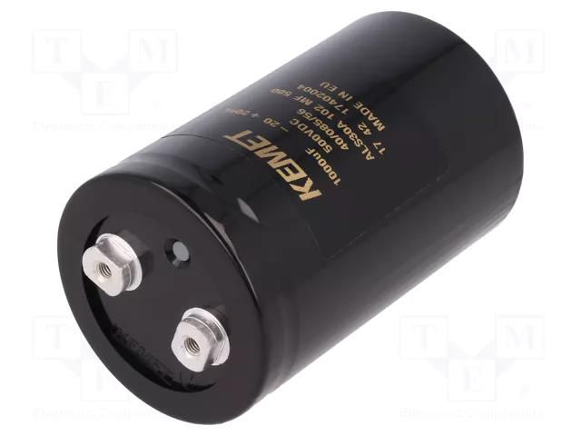 Capacitor: electrolytic; 1mF; 500VDC; Ø66x105mm; Pitch: 28.5mm KEMET ALS30A102MF500