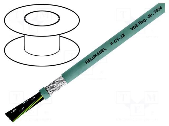 Wire; F-CY-JZ; 2x4mm2; shielded,tinned copper braid; PVC; grey HELUKABEL FCYJZ2G4.0