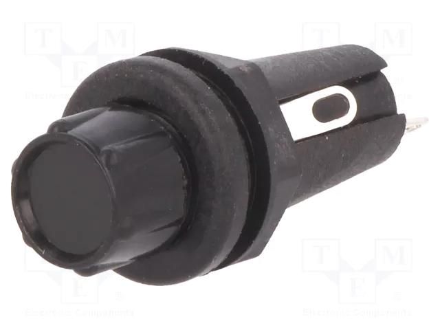 Fuse holder; 5x20mm; 250V; on panel; black; UL94V-0; Cutout: Ø13mm BULGIN FX0296/1