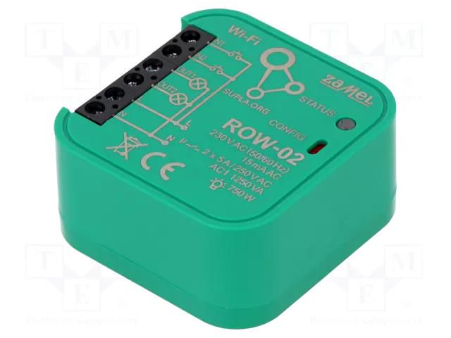 Two-channel controller; flush mount; 230VAC; IP20; SUPLA; OUT: 2 ZAMEL ROW-02