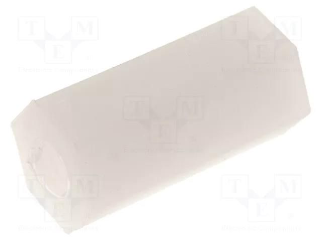 Screwed spacer sleeve; hexagonal; polyamide; M4; L: 12mm FIX&FASTEN FIX-HP4-12