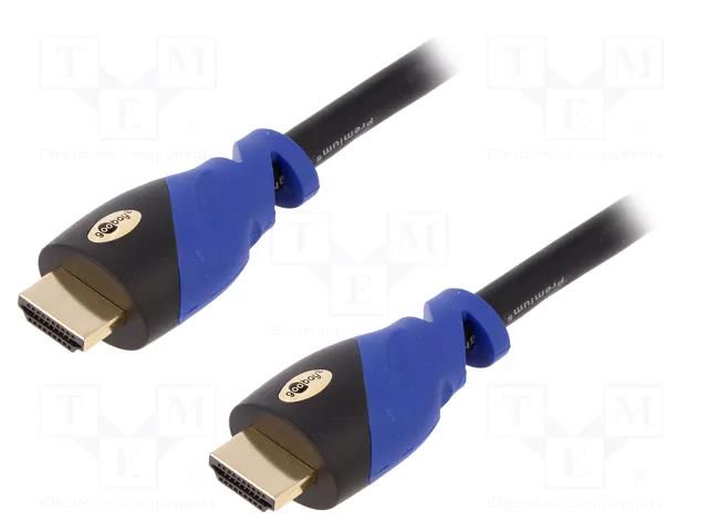 Cable; HDMI plug,both sides; PVC; 3m; black-blue Goobay HDMI.HE240.030