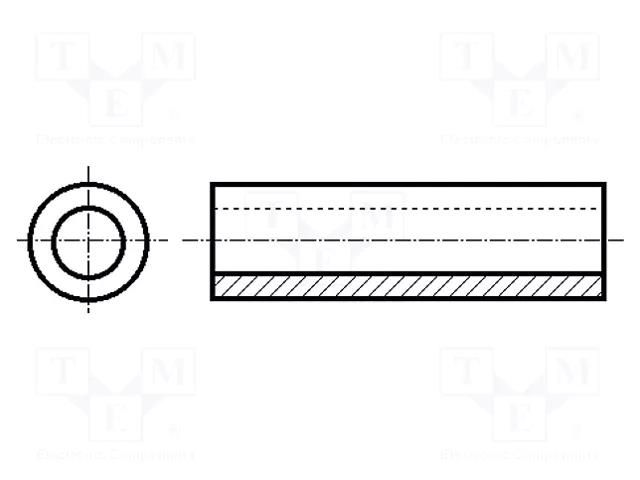 Spacer sleeve; cylindrical; polyamide; L: 6mm; Øout: 5mm; -30÷85°C FIX&FASTEN FIX-3-6