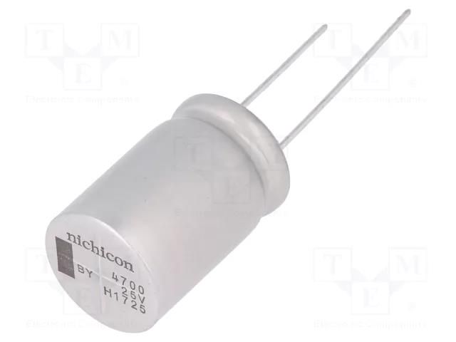 Capacitor: electrolytic; low ESR; THT; 4700uF; 25VDC; Ø16x25mm NICHICON UBY1E472MHL