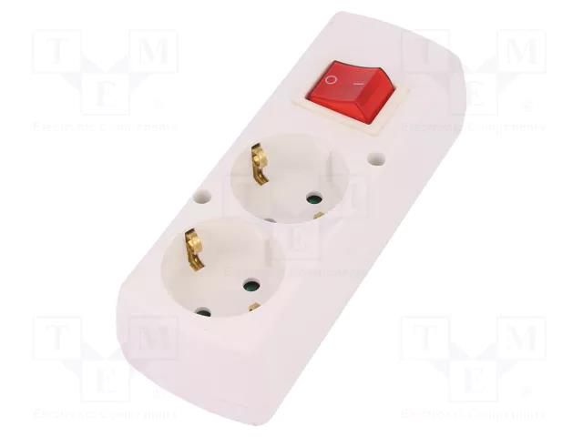 Connector: AC supply; female; splitter; 2P+PE; 250VAC; 16A; white JONEX TX-GN-270SWSBI