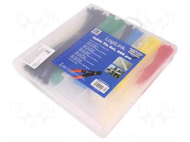 Ties set; black,red,natural,blue,green,yellow; polyamide LOGILINK PC-KAB0019
