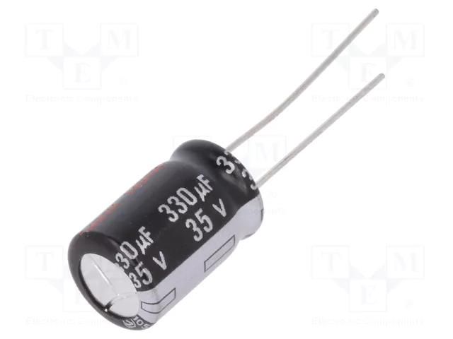 Capacitor: electrolytic; THT; 330uF; 35VDC; Ø10x16mm; Pitch: 5mm PANASONIC EEUEB1V331