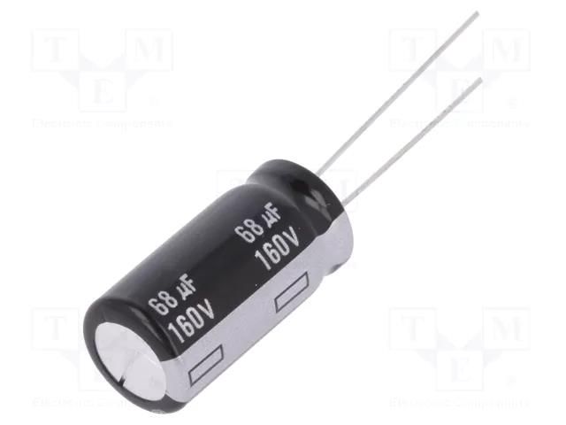 Capacitor: electrolytic; THT; 68uF; 160VDC; Ø12.5x25mm; Pitch: 5mm PANASONIC EEUEB2C680