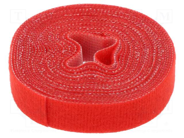 Hook and loop fastener; L: 4m; W: 16mm; red; reel LOGILINK PC-KAB0052