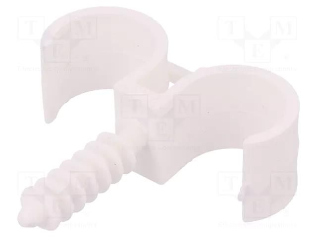 Holder; ØBundle : 22mm; white; Ømount.hole: 8mm; RING 22/2 PAWBOL PW-H.7325