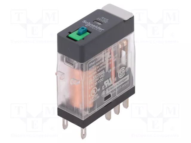 Relay: electromagnetic; DPDT; Ucoil: 24VDC; 5A; 5A/250VAC; 5A/30VDC SCHNEIDER ELECTRIC RXG21BD