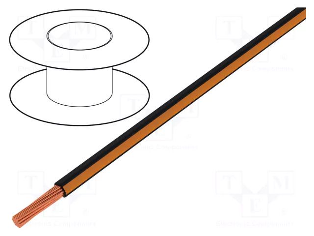 Wire; H05V-K,LgY; stranded; Cu; 0.75mm2; PVC; black-orange; 100m BQ CABLE LGY0.75-BK/OR