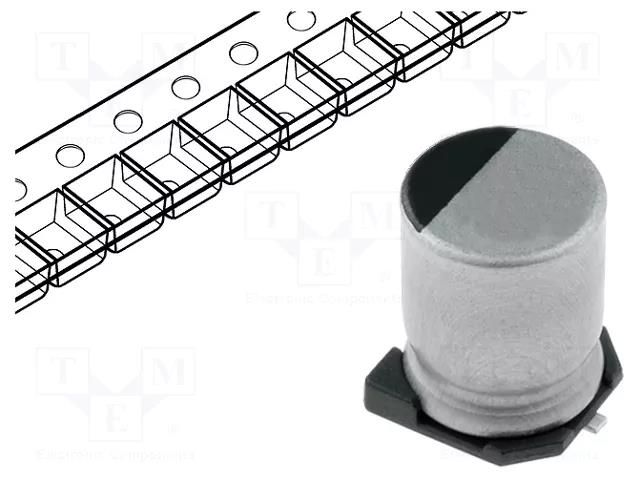 Capacitor: electrolytic; SMD; 1uF; 50VDC; Ø4x5.3mm; ±20%; 1000h SAMWHA RC1H105M04005VR