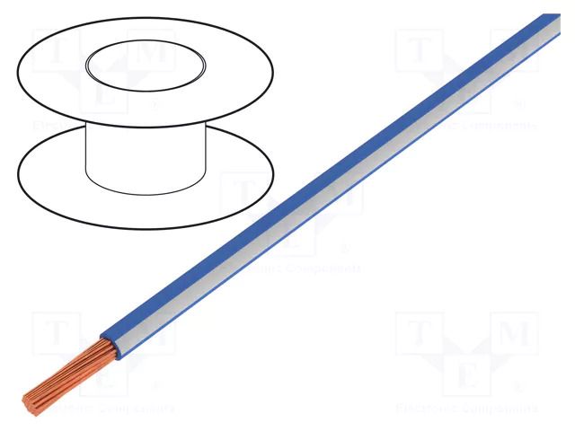 Wire; H07V2-K; stranded; Cu; 1.5mm2; 16AWG; PVC; blue-white; Class: 5 HELUKABEL H07V2-K150BLWH