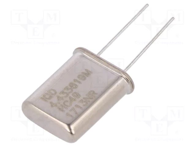 Resonator: quartz; 4.433619MHz; ±20ppm; 30pF; THT; HC49 IQD FREQUENCY PRODUCTS 4.433619M-HC49R