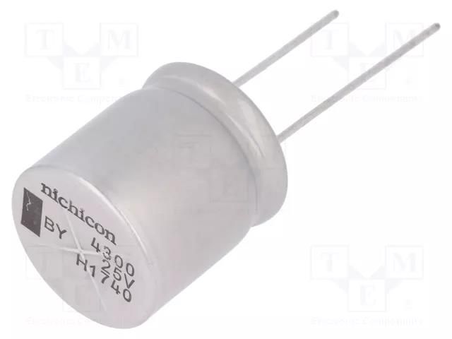 Capacitor: electrolytic; low ESR; THT; 4300uF; 25VDC; Ø18x20mm NICHICON UBY1E432MHL