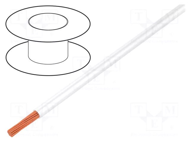 Wire; TLY; stranded; Cu; 0.35mm2; PVC; white; 150V; 500m; Class: 5 TECHNOKABEL TLY-0.35-WH