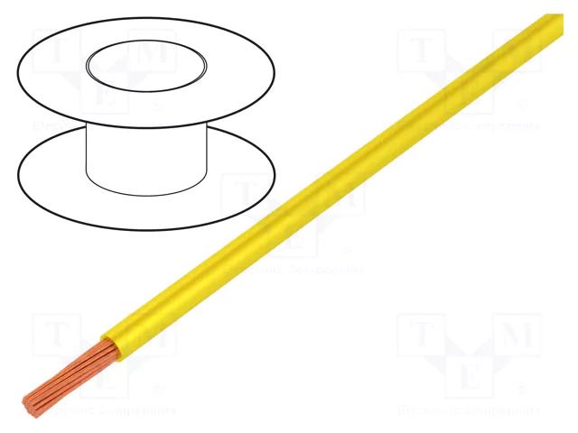 Wire; TLY; stranded; Cu; 0.124mm2; PVC; yellow; 150V; 500m; Class: 5 TECHNOKABEL TLY-0.124-YL