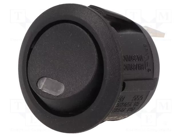 ROCKER; SPST; Pos: 2; ON-OFF; 10A/250VAC; black; LED; R13-112-AC SCI R13112L02-BBCR-L3