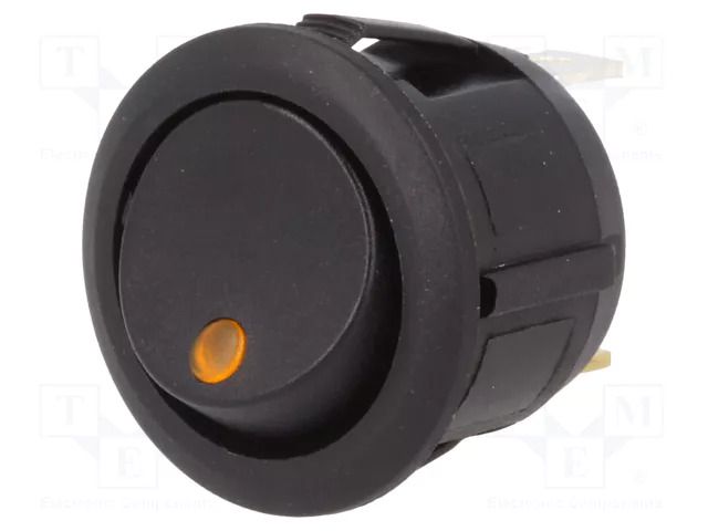 ROCKER; SPST; Pos: 2; ON-OFF; 20A/14VDC; yellow; LED,point; 14V; 50mΩ SCI R13-112B2-02-BBY